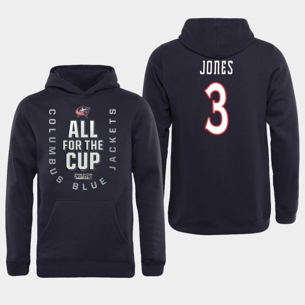 Men NHL Adidas Columbus Blue Jackets 3 Jones black All for the Cup Hoodie